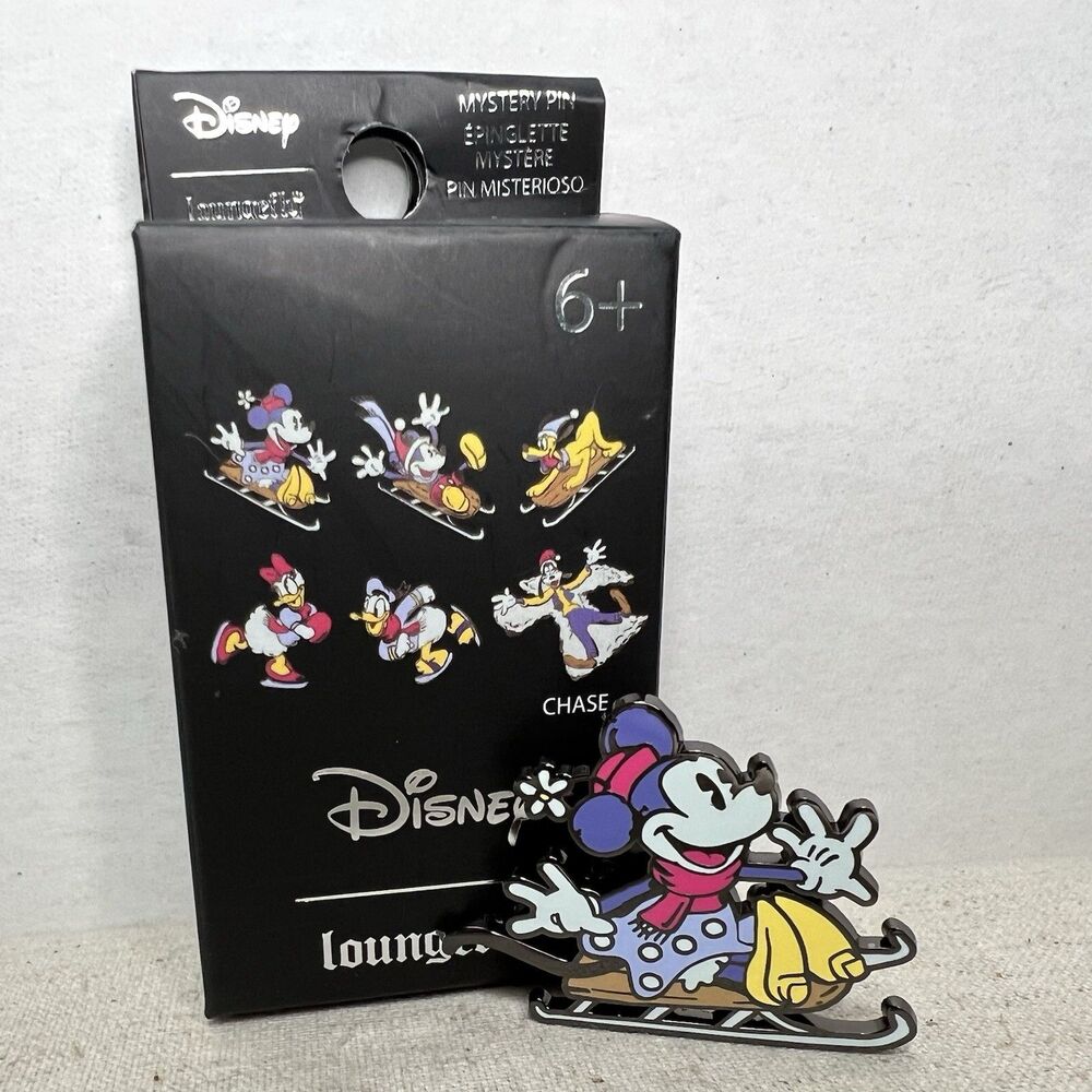 Loungefly Disney Mickey Winter Blind Box Enamel Pin Minnie Mouse Sledding Sled
